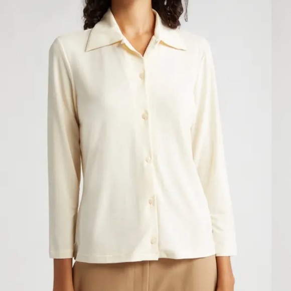 Vince Long Sleeve Button-Up Shirt in Pale Sun Stone Large W2 - Picture 1 of 6